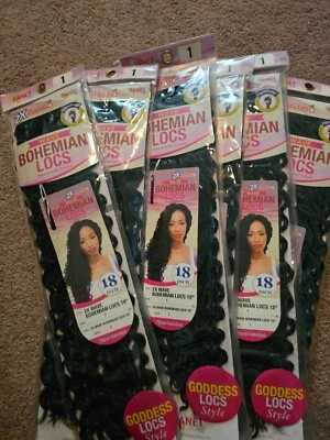 Colección Janet Trenzado Cabello MAMBO Onda FUX LOCS 18". #1 paquetes de 6 negros Foto 1 de 2