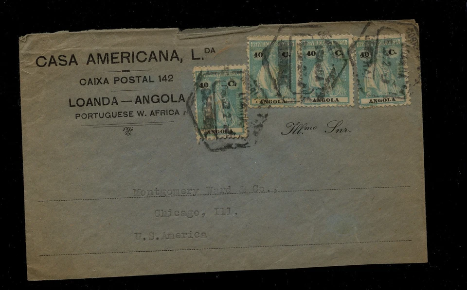 安哥拉158瓦邮票封面至美国KL0326 — 第 1/1 张图片