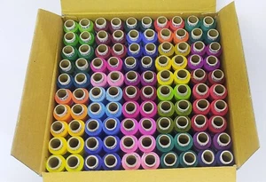 100 Pcs Set Assorted Color Polyester Thread Spool Spun Sewing Supplies Quilting, - Picture 1 of 3