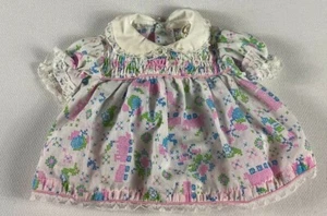 Vestito Vintage Bambina Bambino Adatto 0-3 Mo Pizzo Colorato Collo Neonato Camicia Treno Carino - Foto 1 di 6