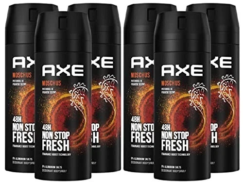 Axe Bodyspray Moschus/Musk ohne Aluminiumsalze 6x 150 ml Männerdeo Deodorant - Bild 1 von 2