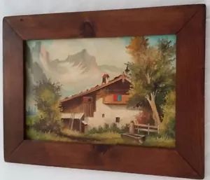 Öl auf Karton Landschaft Alpen signiert gelistet Künstler Pister um 1920-40 9x7" deutsch - Bild 1 von 10