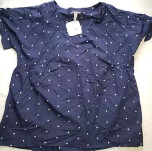 Isabel Maternity by Ingrid & Isabel Navy/White Polka Dots Short Sleeve Top XXL - Picture 1 of 3