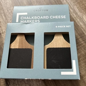 NIB Crofton Chalkboard Write On Cheese Markers 1 Pkg Of 6 Width 2” Length 3.75” - Picture 1 of 2
