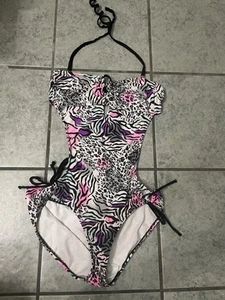 OVP Einteiler Animal Print Monokini Badeanzug Größe L (11-13) Damen Y2K Vintage - Bild 1 von 5