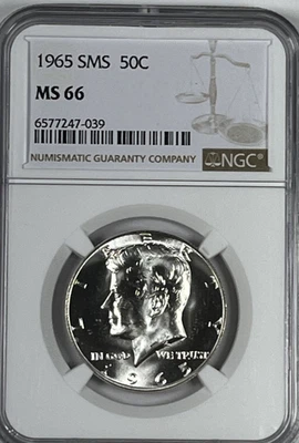 1965 SMS Kennedy Half Dollar : NGC MS66  Blazing White - Image 1 of 2