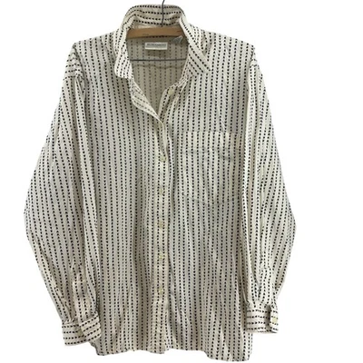 Camisa Liz Claiborne 100 % algodón para mujer con botones talla 20 beige negro estampado de flechas Foto 1 de 4