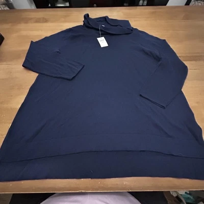 J Jill Sweater Womens XL Deep Sea Blue Cowl Neck Pullover Soft Knit Lightweight - Image 1 of 4