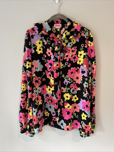 Camicetta Kate Spade bouquet multi floreale taglia L multicolore fiocco volant classica
