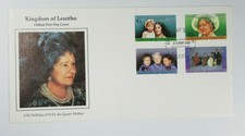 Lot82 Lesotho 1985 Queen Mother 85th Birthday Sheet FDC 75p Max Post