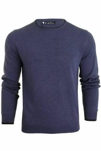 * SALE * MENS BEN SHERMAN CREW NECK LOGO JUMPER 48585 DENIM BLUE - SIZE 3XL - Picture 1 of 1