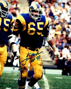 Foto autografiada de Tom Mack Hof de Los Angeles Rams 8x10 con certificado de autenticidad - Imagen 1 de 1