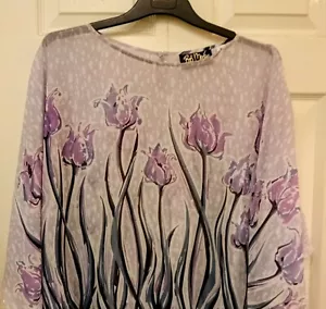Wearable Art Floral Top Lilac Purple Free Size - Picture 1 of 6