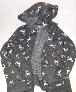 Jumping Beans Girl's Gray Unicorn Zip Up Hooded Sweater Size 6 - Picture 1 of 2