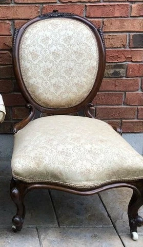 19th Century Hand Carved Victorian Women's Parlor Chair Cover