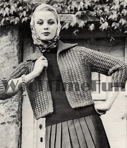 Knitting Pattern Womens Short Cropped Jacket Cardigan Quick To Make 35"-43" Bust - Picture 1 of 1