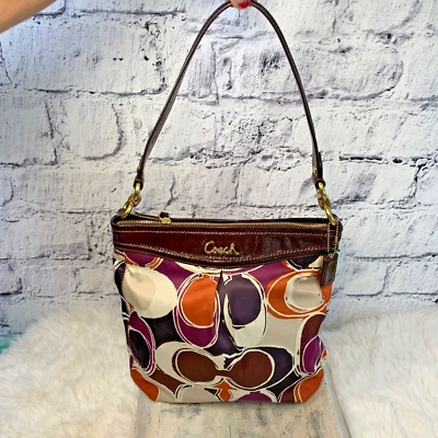 Coach Ashley Hand Drawn Scarf Print Hippie Shoulder Bag Purse Tote F20016 - Image 1 of 4