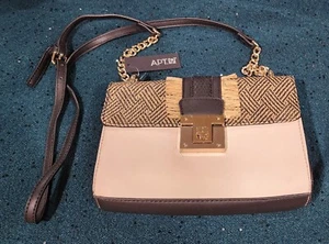 KOHL'S APT 9 NWT $59 beige Straw Jade Lock Crossbody Women's Purse - Picture 1 of 10