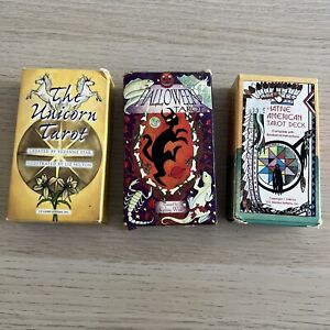 Lot Of 3 Tarot Cards The Unicorn, Halloween, Native American U.S. Games Systems