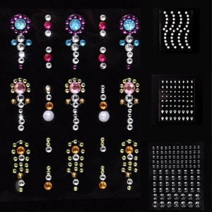 Makeup Tool Facial Tattoo Sticker Eyebrow Party Temporary  Rhinestone Decal  Eye - Picture 1 of 38