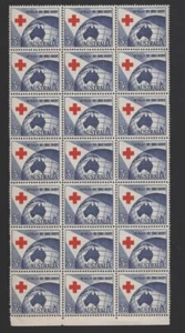 Bloque de 21 estampillas MUH Australia 1954 40 aniversario cruz roja - Imagen 1 de 1