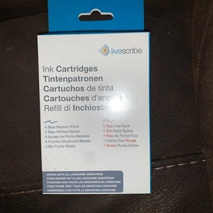 LIVESCRIBE INK Cartridges 4 Medium Blue 1 Red Fine - Picture 1 of 2