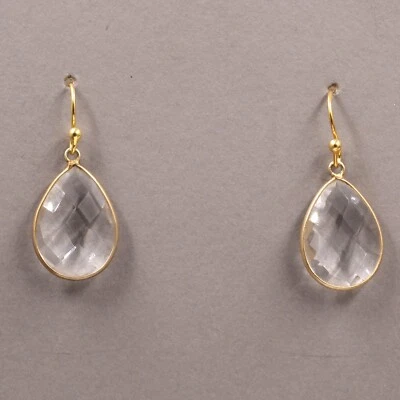 Orecchini al quarzo cristallo placcato oro argento sterling 925 gioielli rega... - Immagine 1 di 3