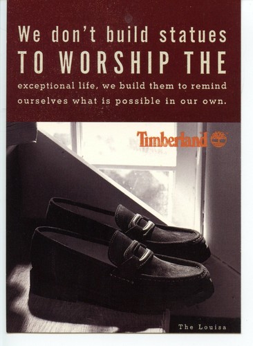 Timberland Shoes Loafers Opinion on Building Statues 1998 Advertising Postcard