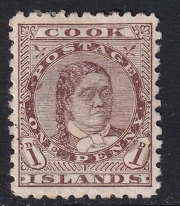 COOK ISLANDS-1899 1d Marrón Profundo Sg 13 MONTADO COMO NUEVO - Imagen 1 de 2