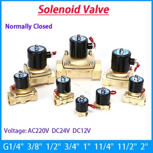 1/4"-2" Brass Electric Solenoid Valve Water Air Oil Normally Closed 12V 24V 220V - Picture 1 of 7