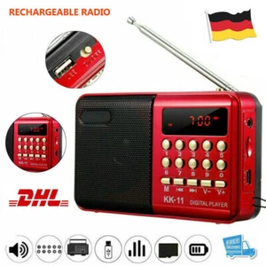 Tragbarer FM Radio Lautsprecher Akku Mini Box Musikbox MP3 Player USB SD Aux - Bild 1 von 8