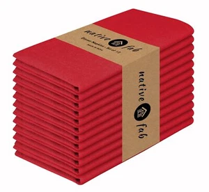 Cloth Napkin Set 100% Cotton Washable Reusable Dinner Napkin Red 17x17 12PCS - Picture 1 of 6