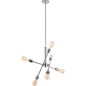 Pendant Chandelier Light Fixture Polished Nickel Sputnik Foyer or Dining Room - Picture 1 of 7