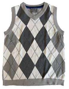 XG Kids Gray & White Argyle Vest Medium - Picture 1 of 5