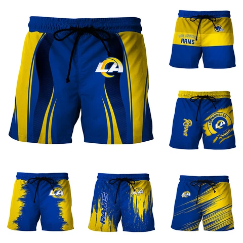Los Angeles Rams Mens Quick Dry Beach Shorts Summer Swim Trunks with Pockets Cover