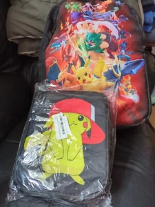 Pokemon Backpack School Bag Multi Figure Pattern And Picachu Lunch Storage  - Picture 1 of 4