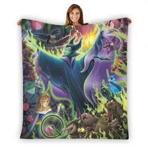 Disney Maleficent Villains Soft Warm Single-Side Printing Flannel Fleece Blanket - Picture 1 of 3