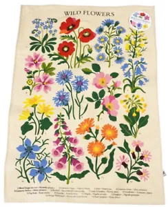WILD FLOWERS - TEA TOWEL - 50 x 70cm - 100% Cotton - Brand New - Picture 1 of 1
