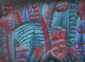 Feathers turquoise bright Kaffe Fasset Collective Free Spirit fabric - Picture 1 of 1