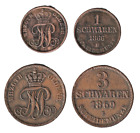 Germany - Oldenburg: 1 Schwaren 1866 and 3 Schwaren 1869 copper. Nice!!
