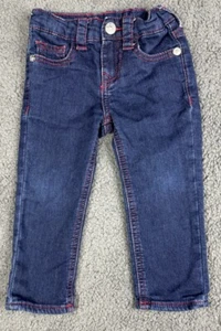 True Religion Toddler Jean Boy 2T 2 Denim Blue Dark Red - Picture 1 of 10