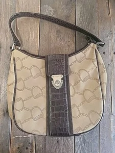 Cute Medium Sized Chaps Purse Handbag Brown and Tan - Picture 1 of 7