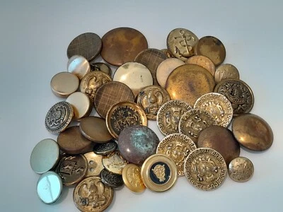 Vtg Metal Button Lot Mixed: Military, Coat Of Arms, Ludovicus Rex 40+ - Image 1 of 4