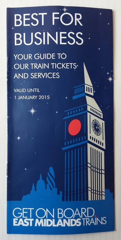 EAST MIDLANDS TRAINS PROMO LEAFLET Business First Class Guide 2014-2015 Railways - Image 1 of 1