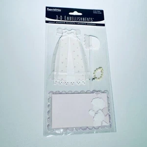 BAPTISM BABY GIRL Church Pink 3D Embellishments Scrapbook Stickers Praying Girl - Picture 1 of 2