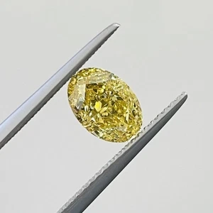 2 Ct fancy yellow color Oval Cut VVS1 Diamond Premium Loose Gemstone 7x9 - Picture 1 of 6