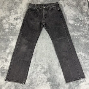 Levis Jeans Mens 32x30 Black 505 Regular Straight Heavy Denim Pants Faded - Picture 1 of 11