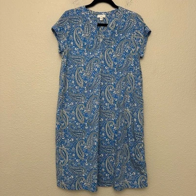 J. Jill Blue Paisley Printed A-Line Dress Womens Size Medium - Image 1 of 4