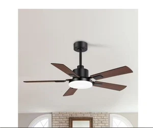 Breezary Tyrone 48 in. Integrated LED Indoor Black Ceiling Fan with Light - Picture 1 of 6