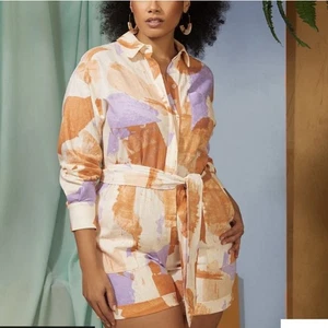 Mono para mujer Eloquii estampado abstracto en naranja y púrpura talla 18 nuevo con etiquetas - Imagen 1 de 16